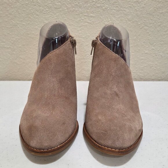 Beige Booties Women's Size 10 High Heel Suede Leather Side Zipper - Picture 4 of 10